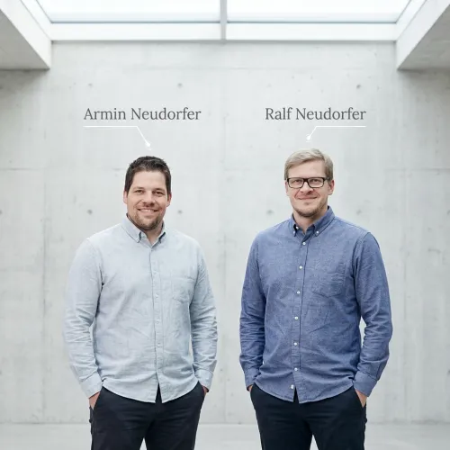 Amin Neudorfer und Ralf Neudorfer stehen nebeneinander