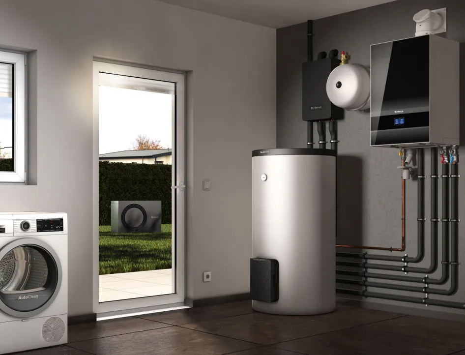 Haushaltsraum mit Wärmepumpen-Hybridsystem mit dem Logamax plus GB192i.